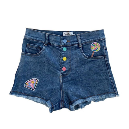 Rainbow Buttons Denim Shorts