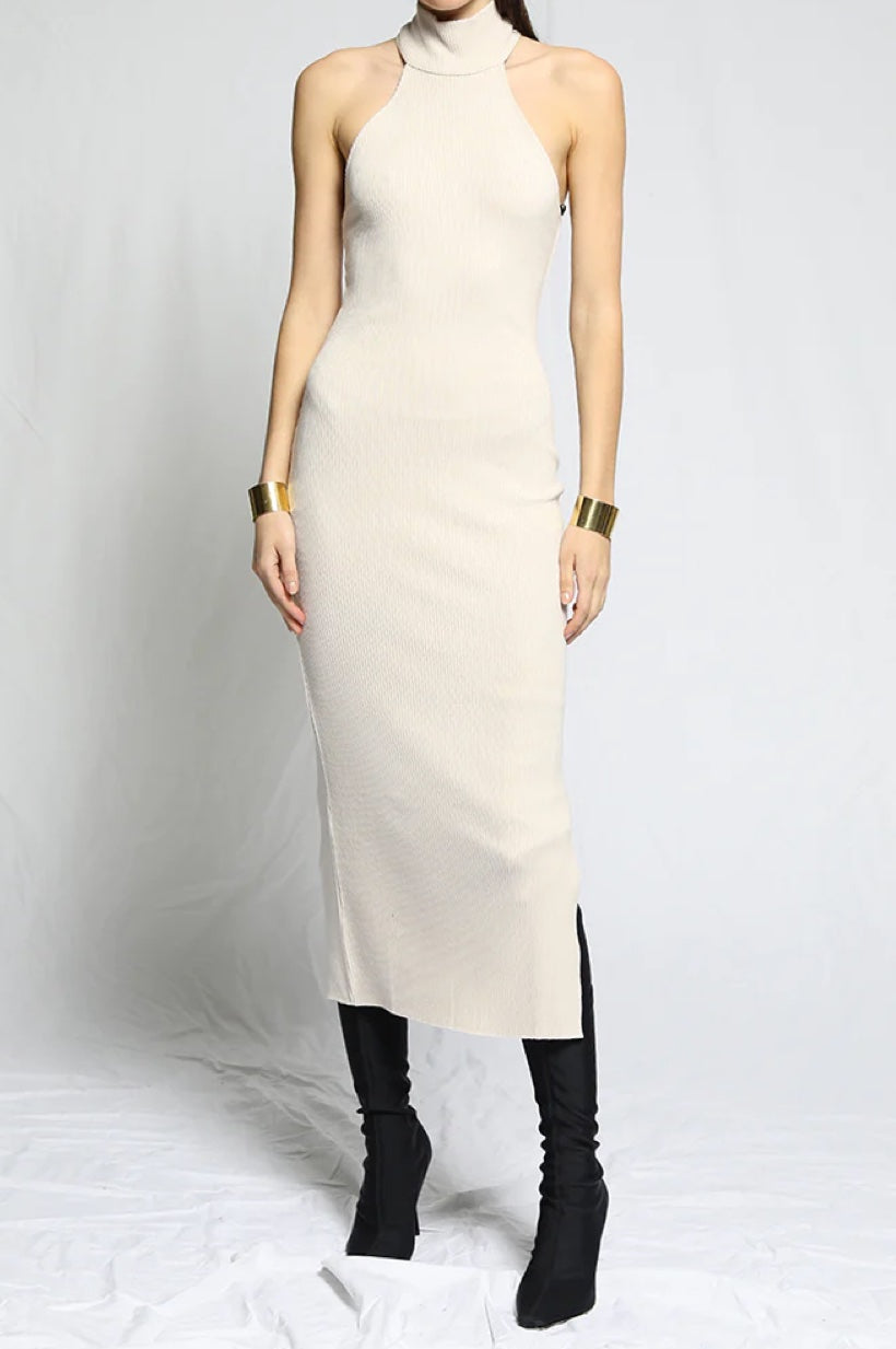 Sleeveless T-Neck Midi Dress